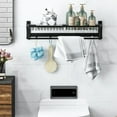 thumbnail image 4 of Gymax Wall Mounted Foldable Towel Rack w/ Adjustable Towel Bar & Movable Hooks Black, 4 of 10