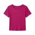 thumbnail image 6 of Dwellite Girls Shirts Short Sleeve Soft Summer Casual Crewneck T-Shirts Plain Tees Tops for Kids Hot Pink 130, 6 of 7