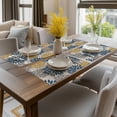 thumbnail image 2 of Sm:)e Floral Vinyl Placemats Set of 4, Heat Resistant Non-Slip Place mats for Dining Table, Washable Durable PVC Vinyl Woven Table Mats, Blue Yellow, 2 of 7