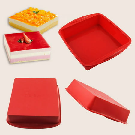 BIG Square Cake Pan Bread Chocolate Pizza Baking Tray Silicone Mold (7.3x1.6) , Material: Food Grade Silicone By (Best Baking Tray Material)