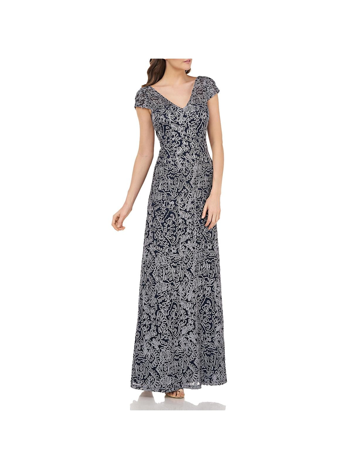 floral embroidered evening dress js collections