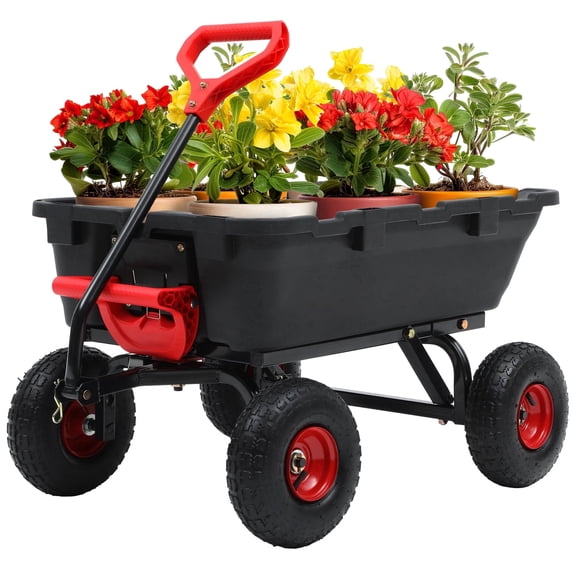 Ultym 900 lb Garden Dump Cart Utility Wagon Steel Frame 10 inch Pneumatic Tires Expandable