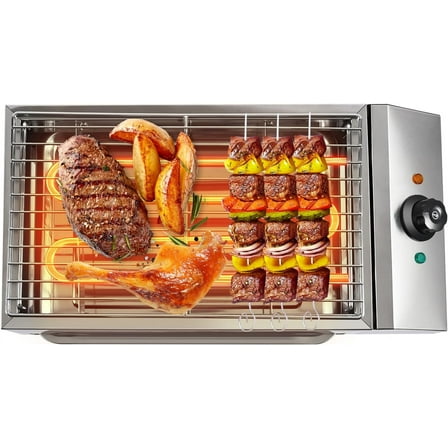110V Electric Grill, 1800W Stainless Steel Electric Indoor Searing Grill Party Grill Electric BBQ Grill Electric Cooking Grill, Electric Smokeless Barbecue Oven Grill for BBQ Equipment, 54x28x13cm
