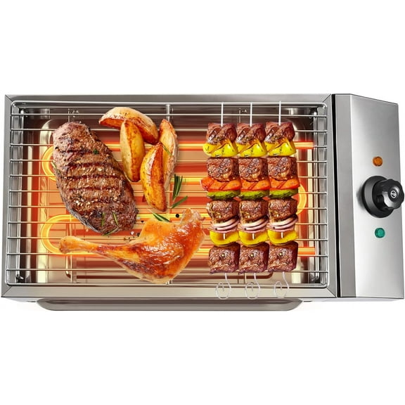 Electric Indoor Grill, Indoor Grills for Kitchen with Grill Net & Non-Stick Cooking Removable Plate, Temperature Control, 1800W Smokeless Grill