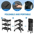 thumbnail image 4 of DEXTRUS 3-Tier Collapsible Utility Cart with 360° Swivel Wheels, 115 lb Load Capacity per Shelf, Portable for Home and Office, 4 of 9
