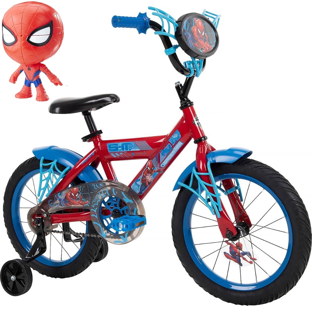 Huffy 21960 Marvel SpiderMan Boys' Bike with Training Wheels, 16inch