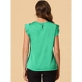 thumbnail image 4 of INSPIRE CHIC Women's Cut Out Keyhole Back Straight Solid Pleated Cap Sleeve Blouse, 4 of 5