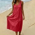 thumbnail image 5 of Tqcoqu Midi Dresses for Women,Sleeveless Crewneck Front Button down Summer Dress with Pockets,Casual Beach Vacation Sundresses 2026,Red Women's S-XXL, 5 of 8