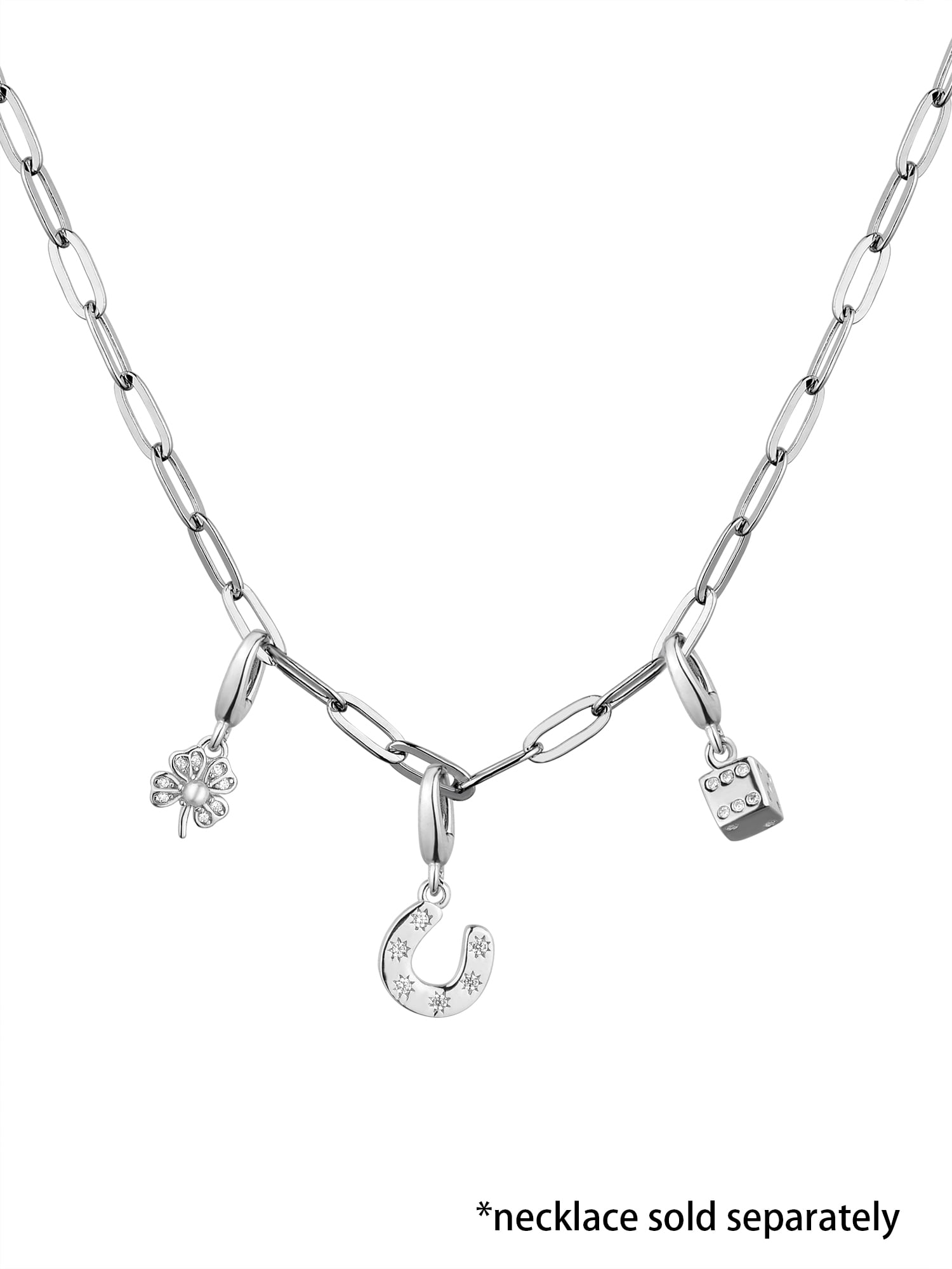 Brilliance Fine Jewelry Simulated Diamonds Good Luck Charm Set in Sterling Silver