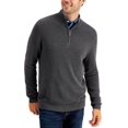 thumbnail image 1 of Club Room Men's Quarter-Zip Textured Cotton Sweaters, Charcoal, Small, 1 of 1