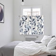 thumbnail image 4 of Navy Blue Botanical Kitchen Curtains 63 Inch Length, Pastoral Spring Leaves Watercolor Grommet Top Bedroom Living Room Curtains, Light Filtering Cafe Curtain Drapes 2 Panels Set 104''x63'', 4 of 9