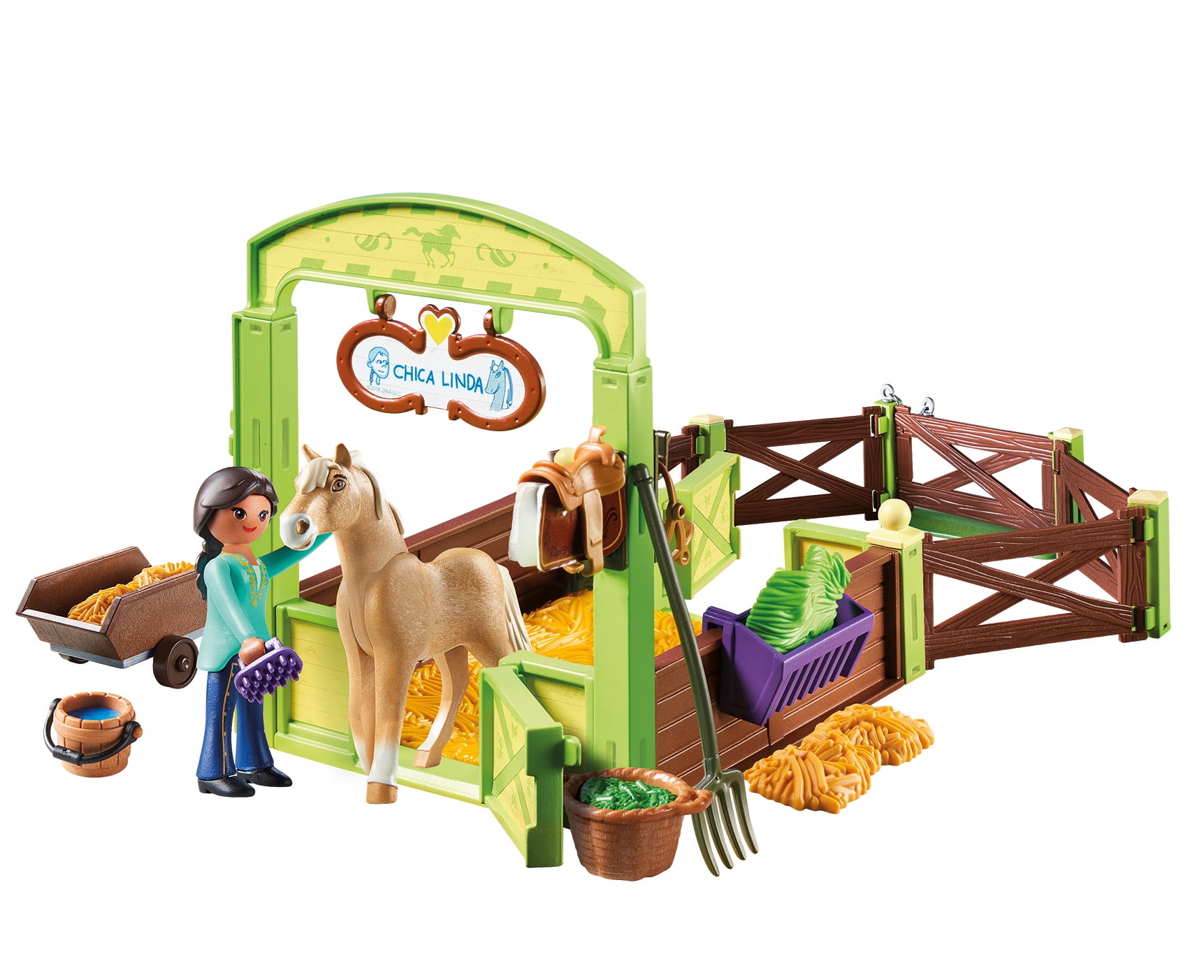 Lucky Spirit PlaySet Play Horse Stall Figurines Kids Children Activity Toys 