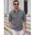 thumbnail image 5 of COOFANDY Men's Classic Soild Oxford Shirts Long Sleeve Untucked Shirt Button Down Chambray Shirt Vacation Party Shirt, 5 of 6