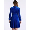 thumbnail image 3 of DARING DIVA Velvet Smocked Waistline Wedding Guest Dress L Blue, 3 of 6