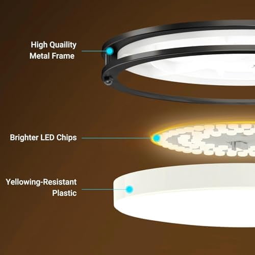 10" Flush Mount Ceiling Lights, 18W Dimmable LED Ceiling Light 3000K-6500K Adjustable, Black Lighting Fixture for Closet Kitchen Hallway Bathroom-2 Pack, Black