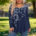 thumbnail image 2 of VBVC Women's Plus Pleated Tunic Tops,Ladies Stripe Stretchy Pullover,Gradient Breathable Shirts for Women,Navy,L-5XL, 2 of 6