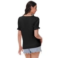 thumbnail image 4 of Women's Square Neck Tops Ruffle Trim Sleeve T-Shirts for Summer Casual Short Tees, 4 of 7