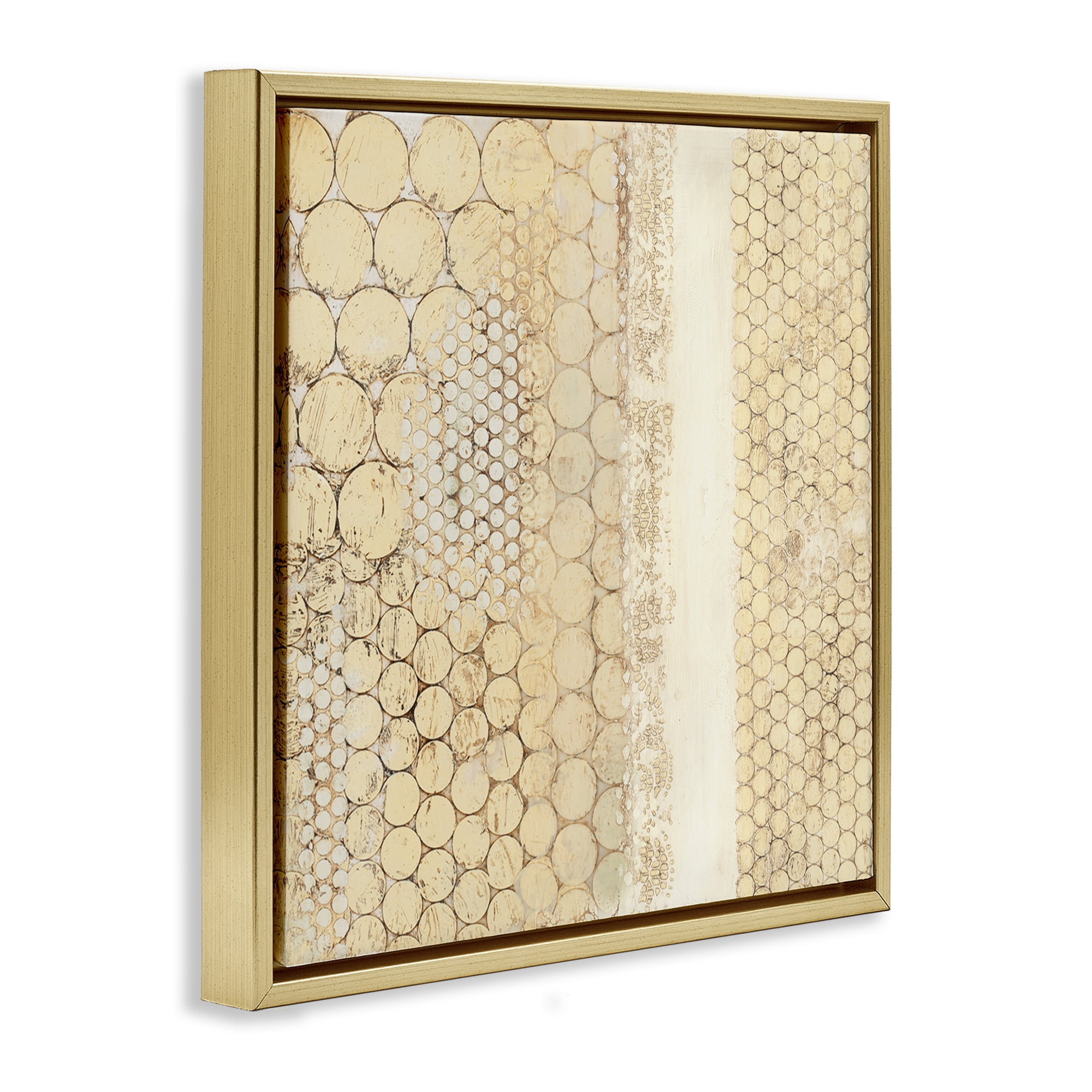 Stupell Industries Rustic Natural Pattern Abstract Painting Gold Floater Framed Canvas Art Print Wall Art, 18 x 18