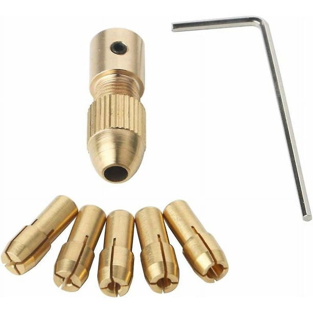 Paquete de 7 pinzas para taladro eléctrico pequeño de 0,5-3 mm, juego de portabrocas para taladro eléctrico pequeño con llave Allen de 3,17 mm, que incluye 0,5 mm/1 mm/1,5 mm/2.