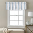 thumbnail image 3 of Light Blue Grey Stripe Kitchen Curtain Valances for Windows Farmhouse Short Curtains, Modern Farmhouse Vertical Striped Rod Pocket Valance Curtain for Bedroom Cafe Living Room 42"x12", 3 of 8