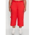thumbnail image 4 of Womens Plus Size Poplin High Waisted Cargo Capris, 4 of 5