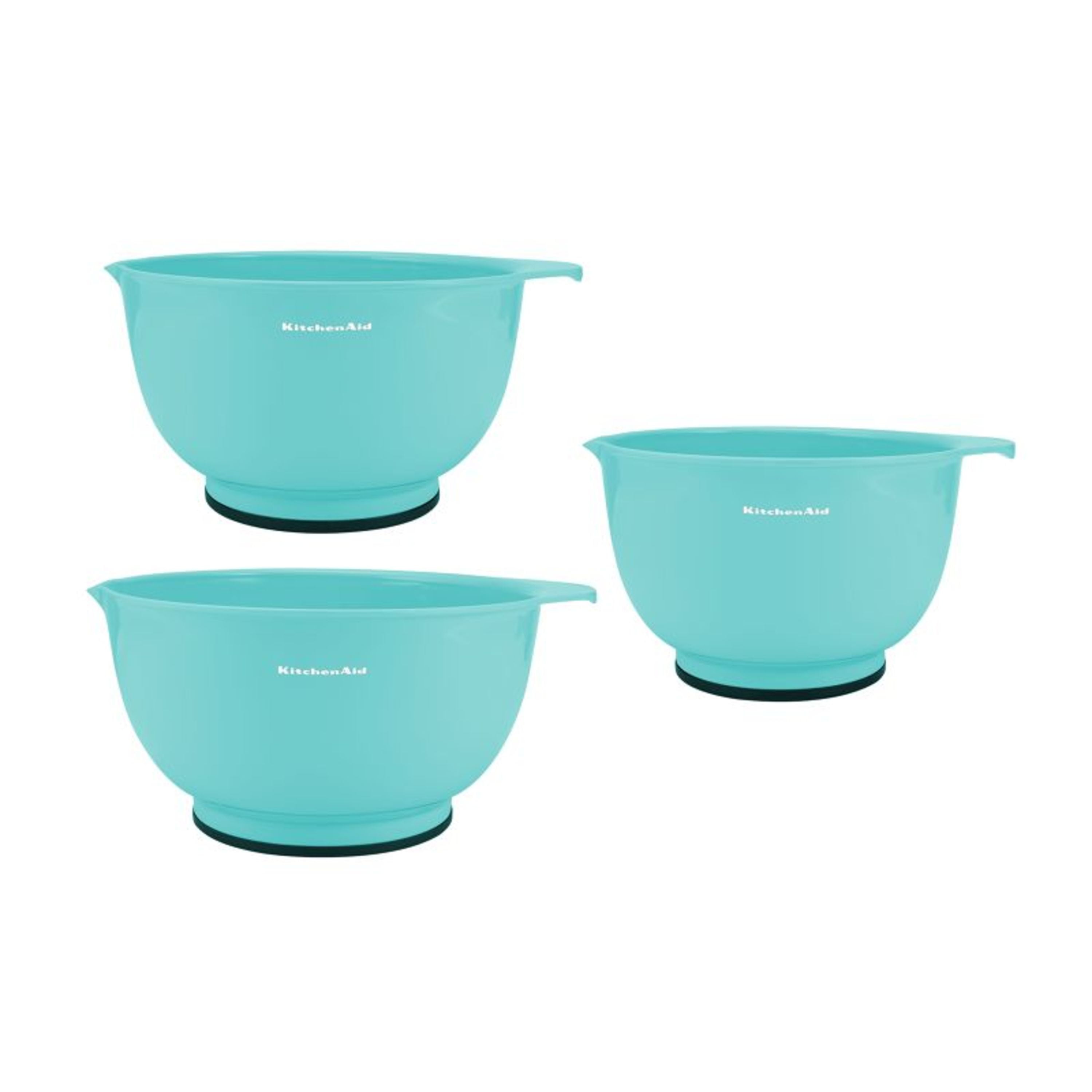 KitchenAid Durable Lightweight Plastic Prep Bowls With Lids Set Of 4 Pack Aqua 