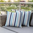 thumbnail image 3 of Outdoor Pillow Covers 20x20 Set of 2, Blue Grey Stripe Waterproof Patio Throw Pillow Covers for Couch Sofa Chair, Geometric White Vertical Striped Decorative Pillowcases for Throw Pillows, 3 of 9