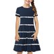 thumbnail image 2 of Odeerbi Niñas de Verano Vestido de Línea A Rayas Vestido de Columpio Vestido Elástico de Manga Corta Para Niños, 2 of 7