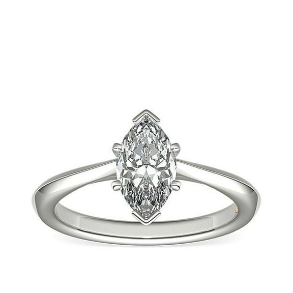 Diamond-Capitals 2.00 Carat Shiny Marquise Cut Moissanite Diamond Solitaire Wedding Ring for her in Solid 14K White Gold Size 4
