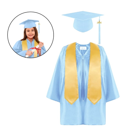 Childrens Graduation Cap and Gown Set with Tassel Boy Graduation Outfit Graduation Dress for Kids 10-12 Years