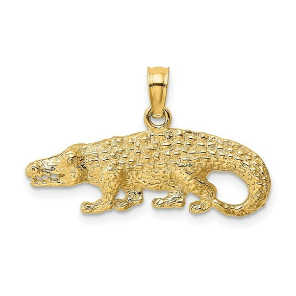 Quality Gold 10K6559 10K Yellow Gold 2-D Textured Alligator Charm