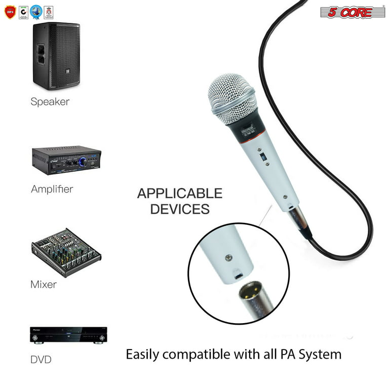 5 Core Premium Vocal Dynamic Cardioid Handheld Microphone Unidirectional Mic  with 12ft Detachable XLR Cable to ¼ inch Audio Jack and On/Off Switch for Karaoke  Singing (PM 305) 
