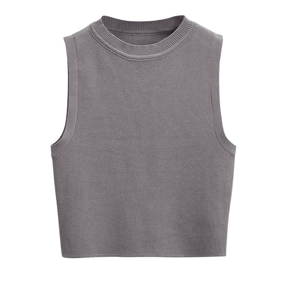 Vmvidoty Women's Summer Sleeveless Casual Camisole Shirt Relaxed Fit Knit Ribbed Tank Tops Gray M