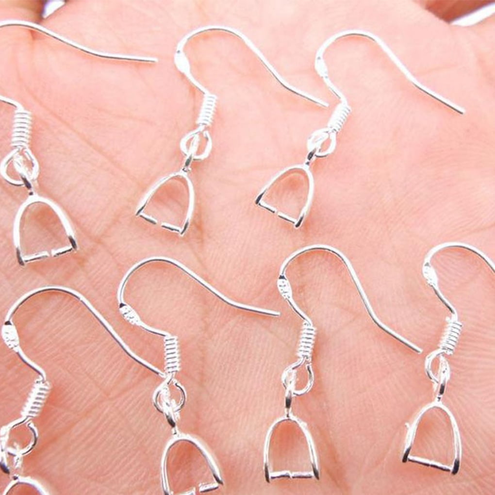 Youkk 1 Pair Earring Hooks Metal Pearl Pendant Findings Homemade Jewelry Fittings Clasp Replacement Art Craft Accessories 9.5X2.2mm 7.5X1.8mm