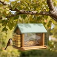 thumbnail image 2 of Vibrant Life Wood Hopper Bird Feeder with Double Suet Cages, 10 lb Capacity, 2 of 9