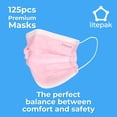 thumbnail image 4 of Mascarilla desechable Litepak Premium Comfort, paquete de 125, rosa, 4 of 8