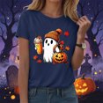 thumbnail image 7 of TOWED22 Fall Shirts for Women Casual Cute Pumpkin Ghost with Coffee Graphic T-Shirts Novelty Halloween Tee Autumn Thanksgiving Tops(Navy,XXL), 7 of 7