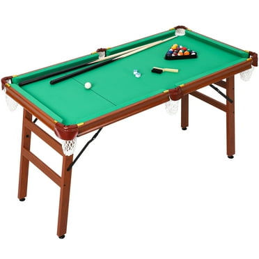 55" Folding Pool Table Portable Foldable Billiards Table with 2 Cue Sticks 16 Balls Triangle Chalk Pool Game Table for Kids and Adults