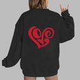thumbnail image 2 of Goodeals Cute Graphic Fleece Sweatshirt for Women Valentines Day Shirts Long Sleeve Crew Neck Valentines Sweatshirt Tops Love Heart Red Graphic Pullover(Black,XXL)Clearance Deals, 2 of 4