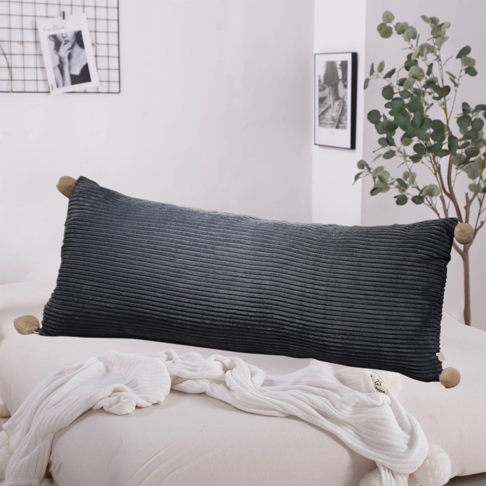 Luxurious Extra Long Cooling Body Pillow with Shredded Memory Foam - Perfect for Adults - Complete with Zippered Pillowcase and Core for Optimal Sleep Comfort