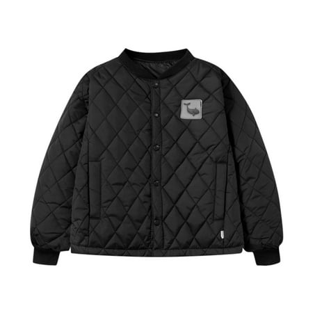 Girls Jacket Size 4-5T Autumn Winter Long Sleeve Warm Pocket Loose Shirt Comfortabl Breathable Lightweight Daily Black Baby Coat
