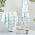 thumbnail image 2 of Juego de toallas de baño Jacquotha, algodón, estampado floral, jacquard, azul aguamarina, x2, 2 of 8