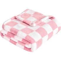 Plaid blanket pink fleece blanket, warm and comfortable lightweight bed blanket, 30''x40'', pink