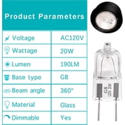 Hakled 1.57 190 Lumens Dimmable T4 JCD G8 Halogen Light Bulb, 2700K (Pack of 6)