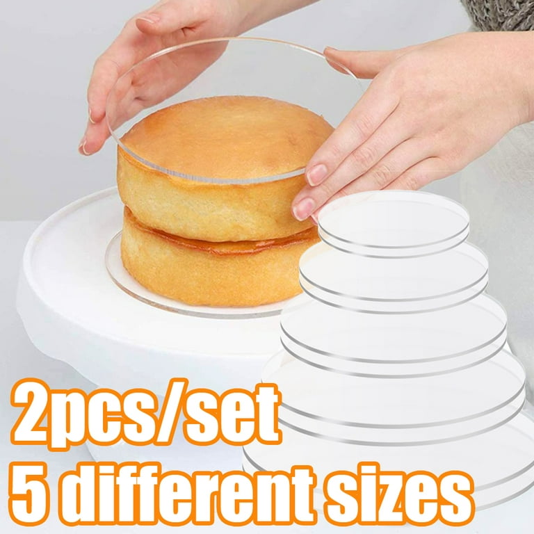 Cheers.US 2Pcs Acrylic Cake Disc - Round Acrylic Cake Disc, Acrylic Disk  for Cake Decorating, Buttercream Acrylic Cake Disks - Great for Serving  Bake