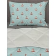 thumbnail image 3 of Anchor Comforter & Sham Bedding Set, Pastel Stripes Background with Monochrome Anchor Silhouettes Naval, 3 pcs Duvet Set Microfiber Filling Quilt, 5 Sizes, Vermilion Turquoise, by Ambesonne, 3 of 4