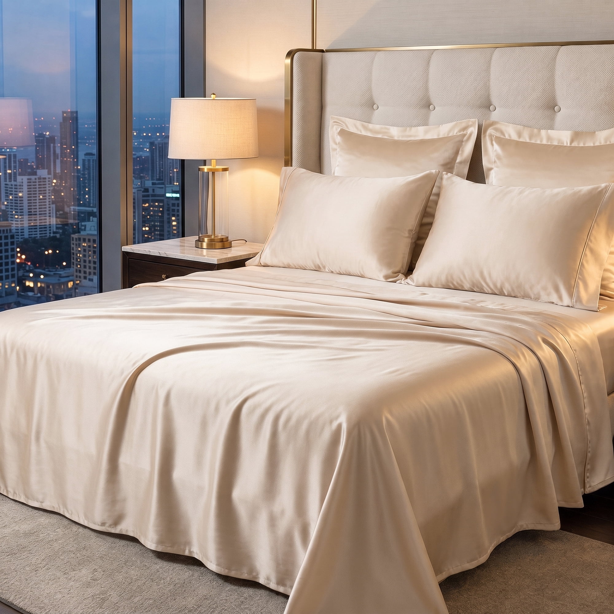 Unique Bargains Microfiber Gauze Bed Sheet Flat Sheet Bedding Champagne 66"x88"