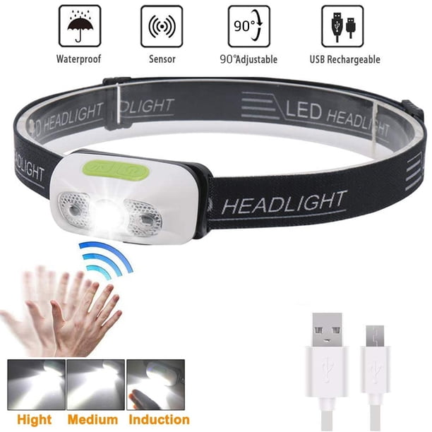 Linterna Frontal Ipx6 Resistente Al Agua, Linterna Con Sensor Led Superbrillante, Recargable Por Usb, Para Ciclismo Al Aire Libre, Pesca, Camping qarigey OD014808-03