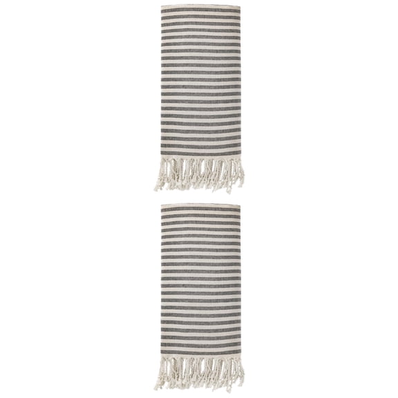 Unique Bargains Lightweight Sand Free Quick Dry Turkish Towel Black 71"x40"