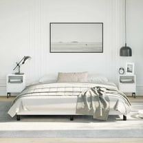 vidaXL California King Bed Frame, Faux Leather Upholstered Platform Bed Frame, White, No Mattress